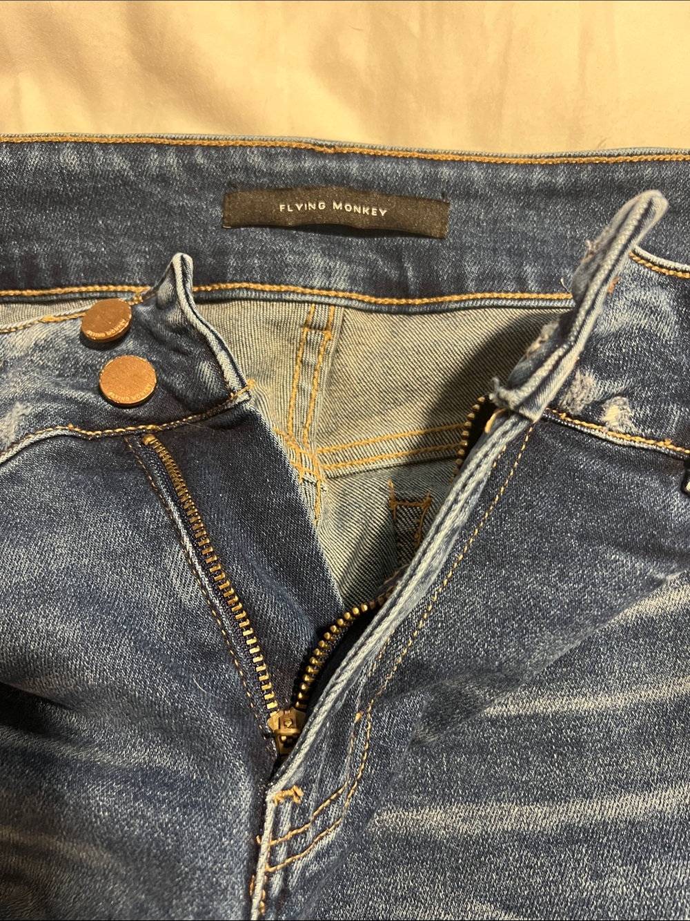 Flying Monkey Mid-Rise Dark Blue Ankle Jeans with Distressed Hem - Picture 6 of 7